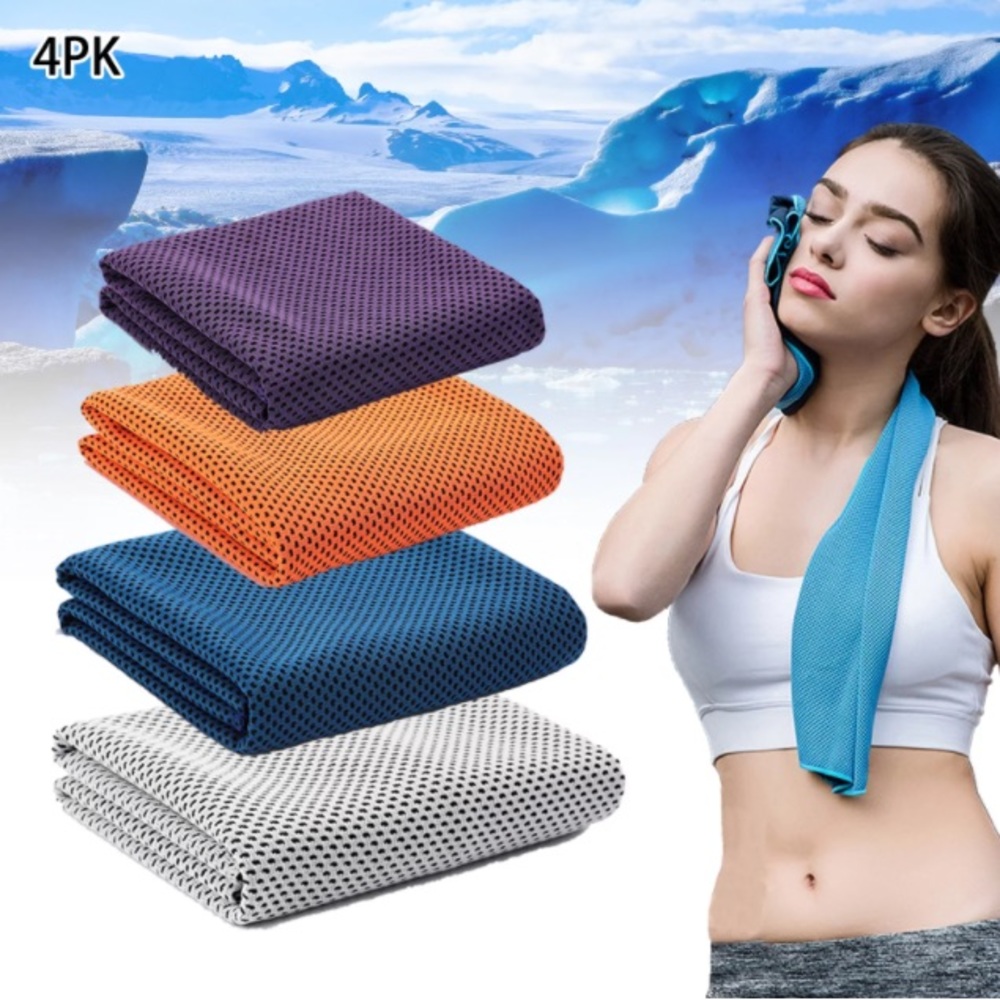 New 4 Pack30x12"）Cooling Towels With Carry Case,Soft & Breathable towels